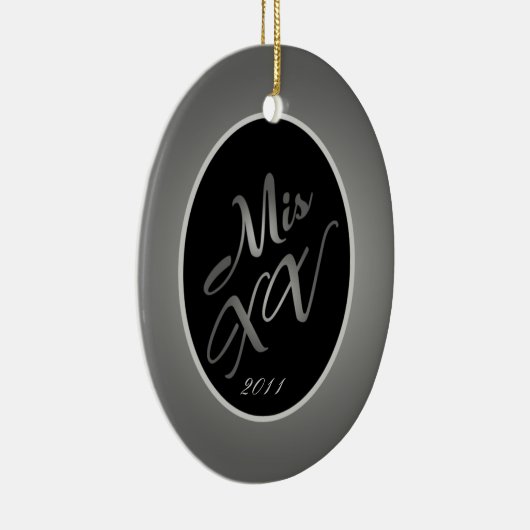 Personalisiertes Mis XV Silber Keramikornament (Rechts)