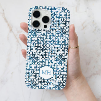 Personalisiertes Mit Monogramm blaues Abstraktes M Case-Mate iPhone Hülle