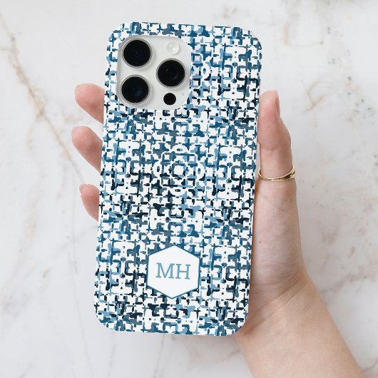 Personalisiertes Mit Monogramm blaues Abstraktes M Case-Mate iPhone Hülle