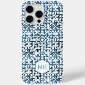 Personalisiertes Mit Monogramm blaues Abstraktes M Case-Mate iPhone Hülle (Rückseite)