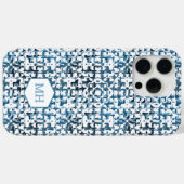 Personalisiertes Mit Monogramm blaues Abstraktes M Case-Mate iPhone Hülle (Rückseite (Horizontal))