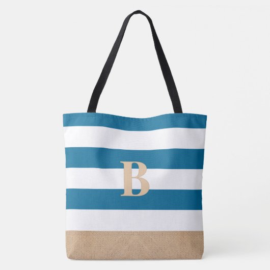 Personalisiertes Mit Monogramm Custom Beach Bag Tasche (Rückseite)