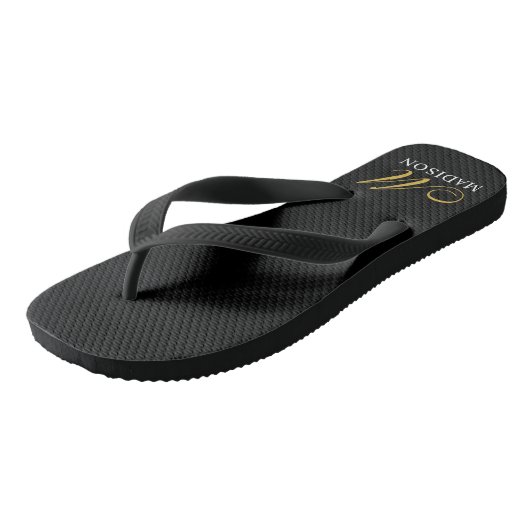 Personalisiertes Mit Monogramm Gold Badesandalen (Schrägansicht)