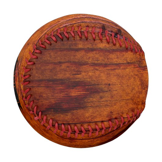 Personalisiertes Mit Monogramm Holzkörnchen-Foto Baseball (Vorderseite Links)
