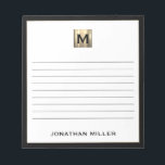 Personalisiertes Mit Monogramm Notepad Notizblock<br><div class="desc">Behalt deine Noten, die mit diesem personalisierten Notizblock in schwarz und goldfarben in der ersten Monogramm sortiert sind. Dieses Notizblock mit vielen Seiten ist ideal, um Ideen, Notizen oder Aufgabenlisten zu schreiben. Die klassische Blocktypografie und der schwarze Schnitt verleihen ihr ein berufliches und raffiniertes Aussehen und machen sie zu einem...</div>