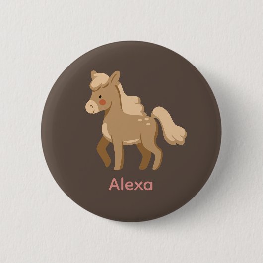 Personalisiertes Mit Monogramm Pony Horse Girl Button (Vorderseite)