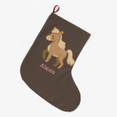Personalisiertes Mit Monogramm Pony Horse Girl Großer Weihnachtsstrumpf (Vorderansicht (hängend))