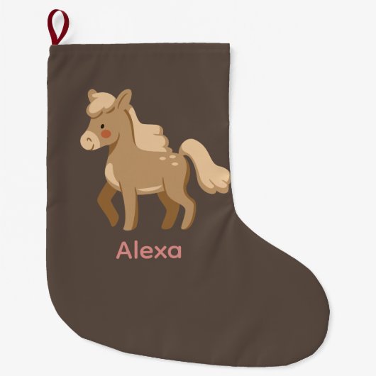 Personalisiertes Mit Monogramm Pony Horse Girl Großer Weihnachtsstrumpf (Vorderseite)