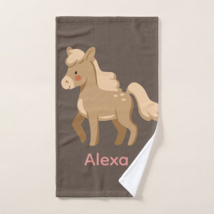 Personalisiertes Mit Monogramm Pony Horse Girl Handtuch