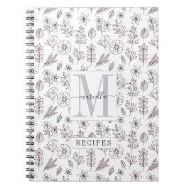 Personalisiertes Mit Monogramm Rezept Blumenmuster Notizblock