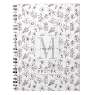 Personalisiertes Mit Monogramm Rezept Blumenmuster Notizblock