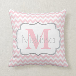 Personalisiertes mit Monogramm rosa graues Kissen