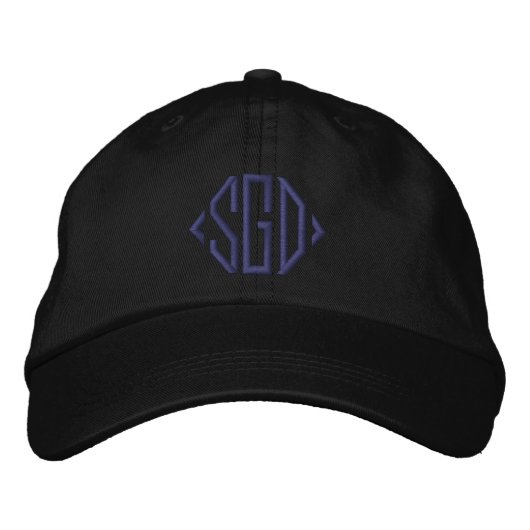 Personalisiertes mit Monogramm Schwarz Bestickte Baseballkappe (Vorderseite)