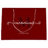 Personalisiertes Mit Monogramm Stylish Dark Red Große Geschenktüte (Vorderseite)