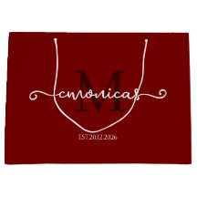 Personalisiertes Mit Monogramm Stylish Dark Red