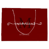 Personalisiertes Mit Monogramm Stylish Dark Red Große Geschenktüte (Rückseite)