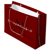 Personalisiertes Mit Monogramm Stylish Dark Red Große Geschenktüte (Vorderseite Schrägansicht)