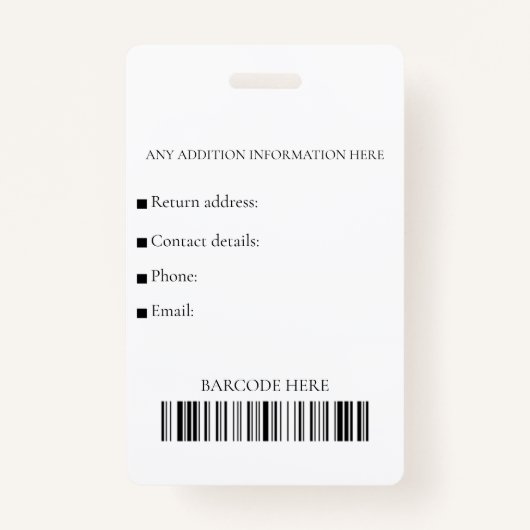 Personalisiertes Mitarbeiter-ID-Abzeichen mit Foto Ausweis (Rückseite)