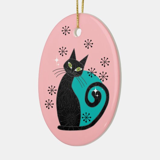 Personalisiertes Mittelalter Atomkatzenjause Keramik Ornament (Links)