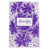 Personalisiertes mittelflorales Design Lila Gesche Mittlere Geschenktüte (Vorderseite)
