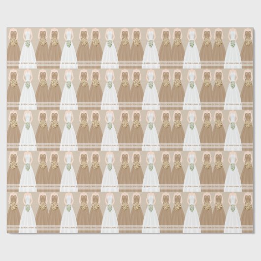 Personalisiertes Mocha Brautparty Wrapping Paper Geschenkpapier (Flach)