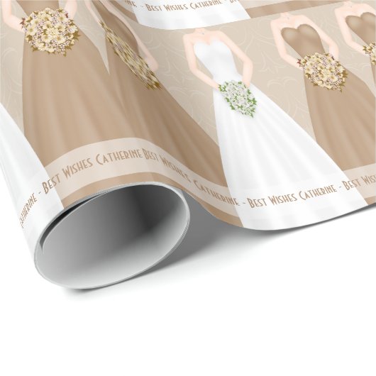 Personalisiertes Mocha Brautparty Wrapping Paper Geschenkpapier (Rolleneckpunkt)