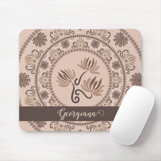 Personalisiertes Mocha-Rococo-Revival-Dot-Mandala Mousepad (Mit Mouse)