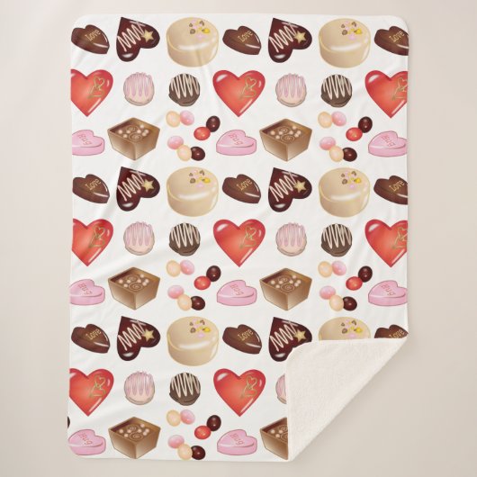 Personalisiertes Modern Chocolate Candy Heart Patt Sherpadecke (Vorderseite)