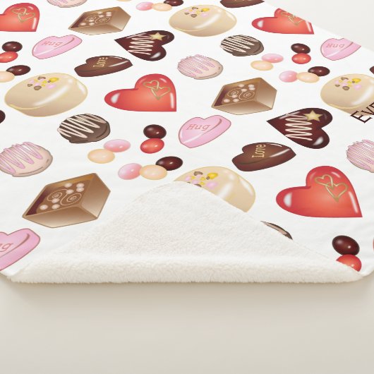 Personalisiertes Modern Chocolate Candy Heart Patt Sherpadecke (3/4)