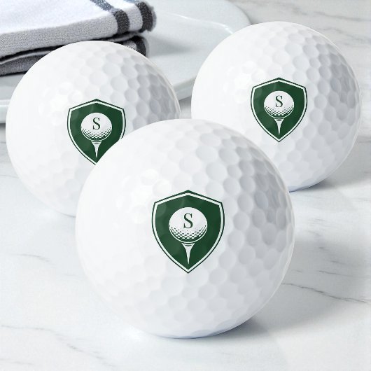 Personalisiertes Modern Golfer Green Initial Monog Golfball