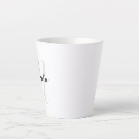 Personalisiertes Modern Script Monogram und Name Milchtasse (Vorderseite)
