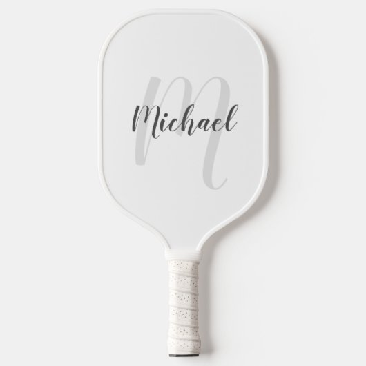 Personalisiertes Modern Script Monogram und Name Pickleball Schläger (Vorderseite)