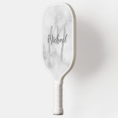 Personalisiertes Modern Script Monogram und Name Pickleball Schläger (Links)