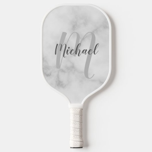 Personalisiertes Modern Script Monogram und Name Pickleball Schläger (Vorderseite)