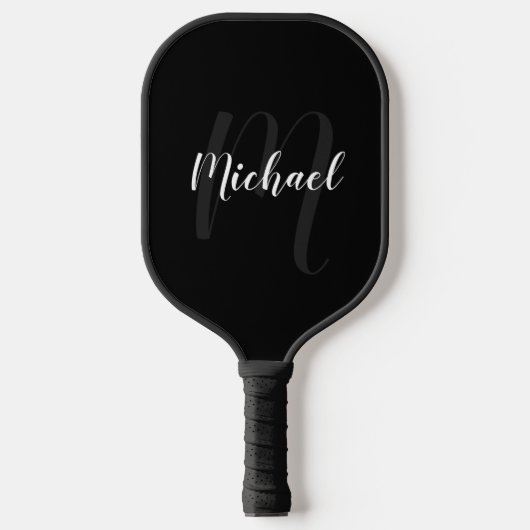 Personalisiertes Modern Script Monogram und Name Pickleball Schläger (Vorderseite)