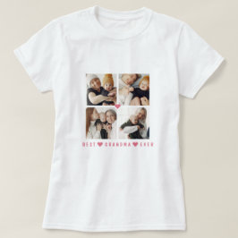 Personalisiertes modernes 4-Foto "Best Oma Ever" T-Shirt