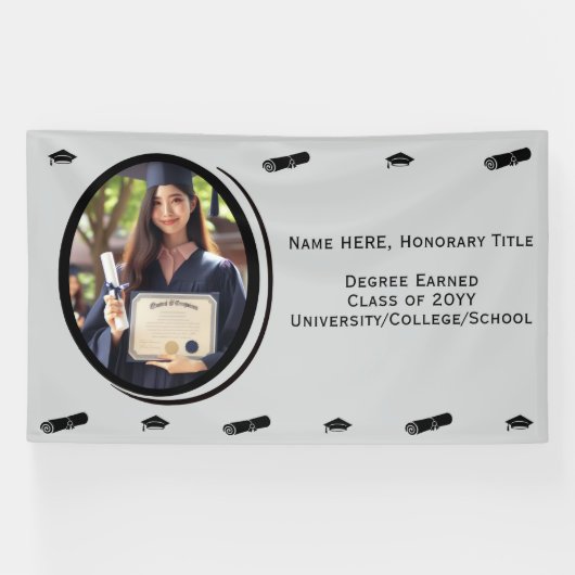 Personalisiertes modernes Abschluss Foto, Diplom,  Banner (Horizontal)