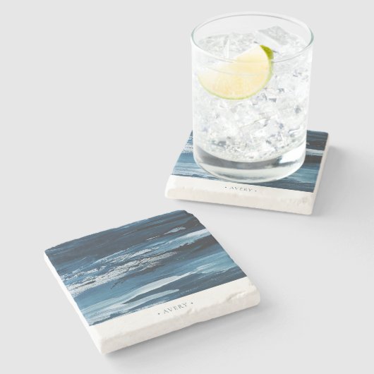 Personalisiertes, modernes Abstraktes Bild Steinuntersetzer (Seitenansicht)