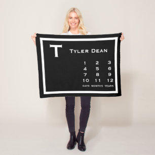 Personalisiertes modernes Baby Milestone Foto Blan Fleecedecke