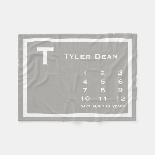 Personalisiertes modernes Baby Milestone Foto Blan Fleecedecke (Vorderseite (Horizontal))