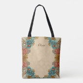 Personalisiertes, modernes Beige Blauer Orange Tasche (Rückseite)