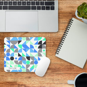 Personalisiertes modernes blaues Mint geometrisch Mousepad