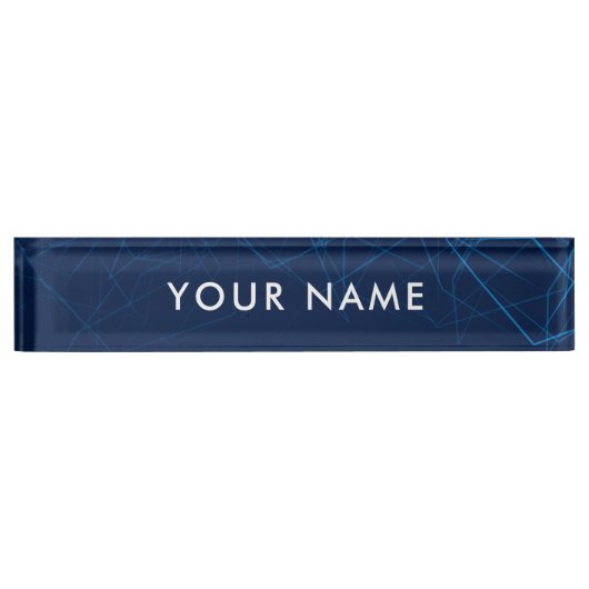 Personalisiertes modernes blaues Tech-Profi Namensplakette (Vorderseite)