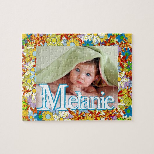 Personalisiertes modernes Blumenmuster - Ihr Foto Puzzle (Horizontal)