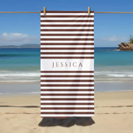 Personalisiertes modernes braunes Streifenmuster Strandtuch
