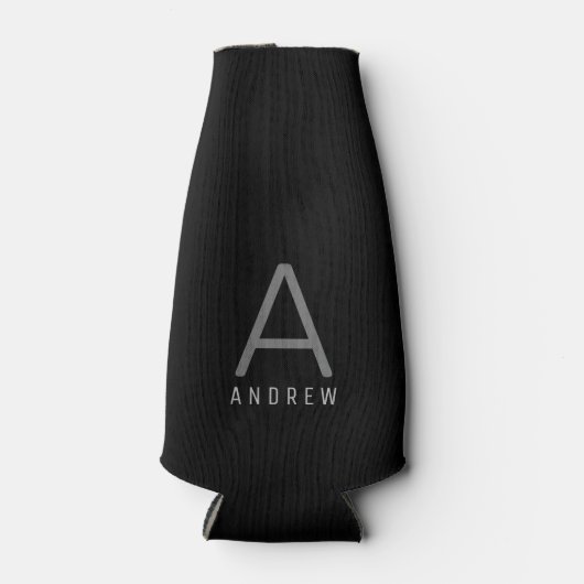 Personalisiertes, modernes Einfach-Schwarz-Grau-Mo Flaschenkühler (Vorderseite)