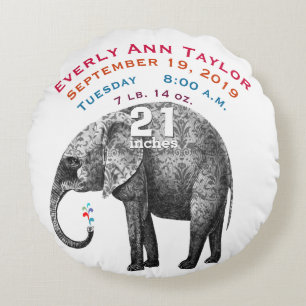 Personalisiertes modernes Elephant Baby Kinderzimm Rundes Kissen