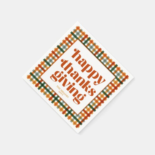 Personalisiertes modernes Erntedank Serviette (Ecke)