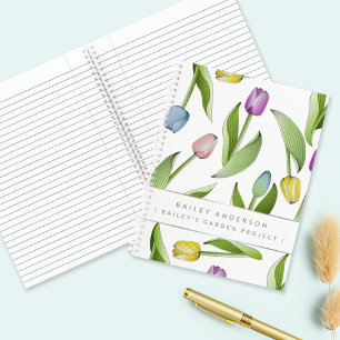 Personalisiertes modernes farbenfrohes Tulpenblume Notizblock