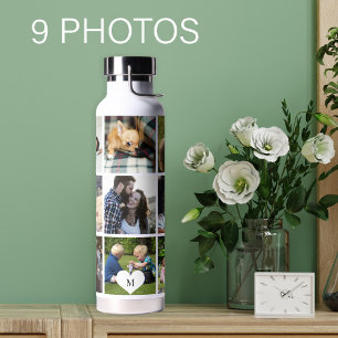 Personalisiertes modernes Foto-Collagen-Monogramm Trinkflasche
